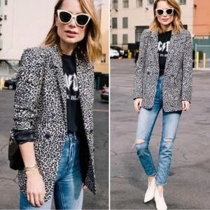 Anine Bing Madeleine Leopard Print Blazer